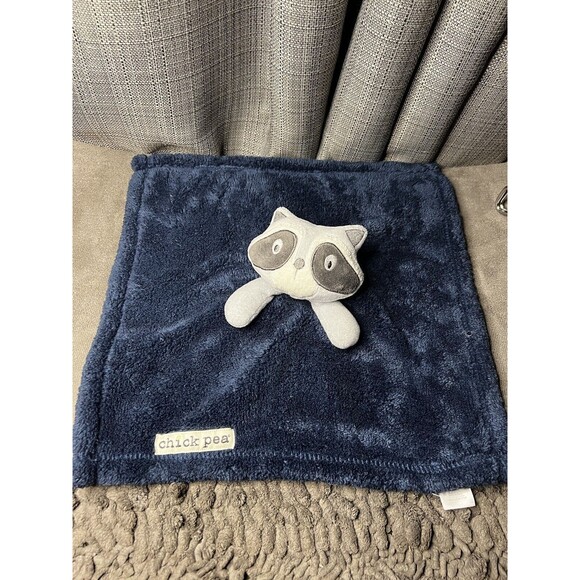 Chick Pea Raccoon Blue Gray Plush Sherpa Fleece Lovey Security Blanket Baby Toy - Picture 4 of 8